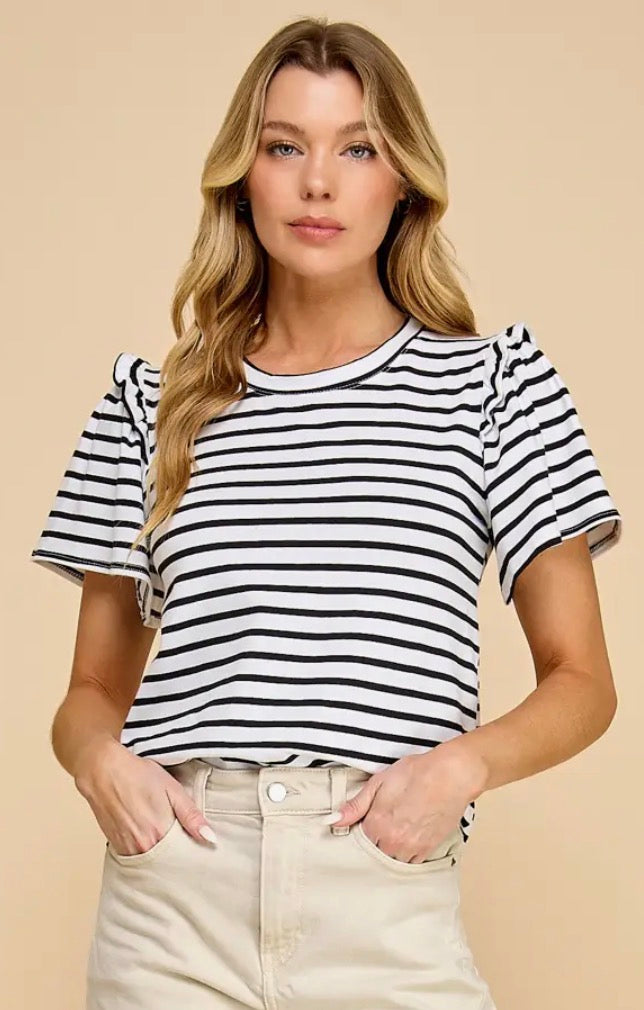 Striped Ruffle Top