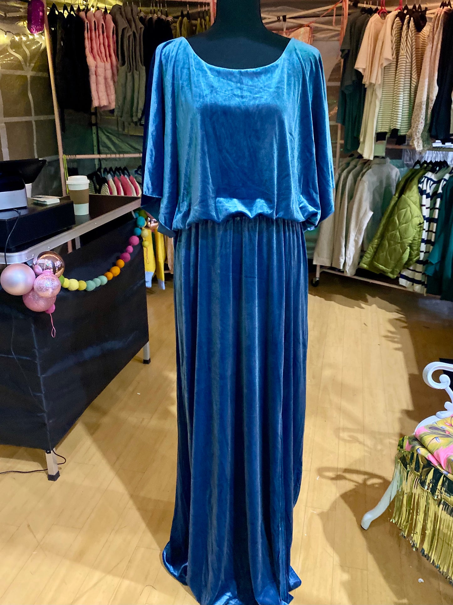Blue Velvet Maxi Dress