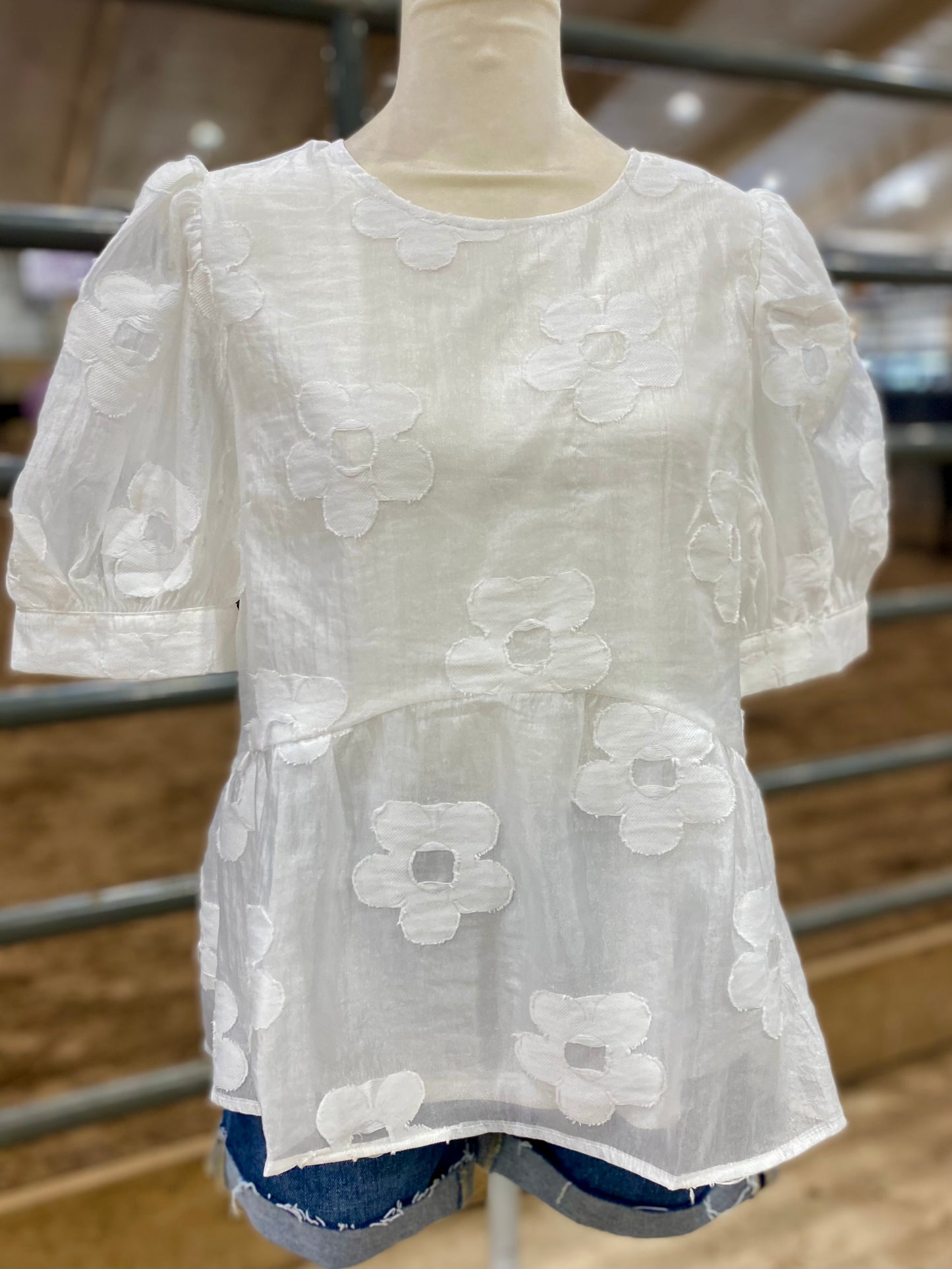 White Peplum Top by Jodifl