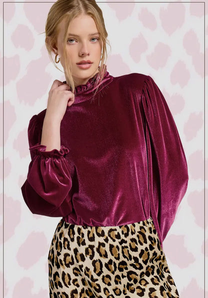 Puff Sleeve Velvet Top