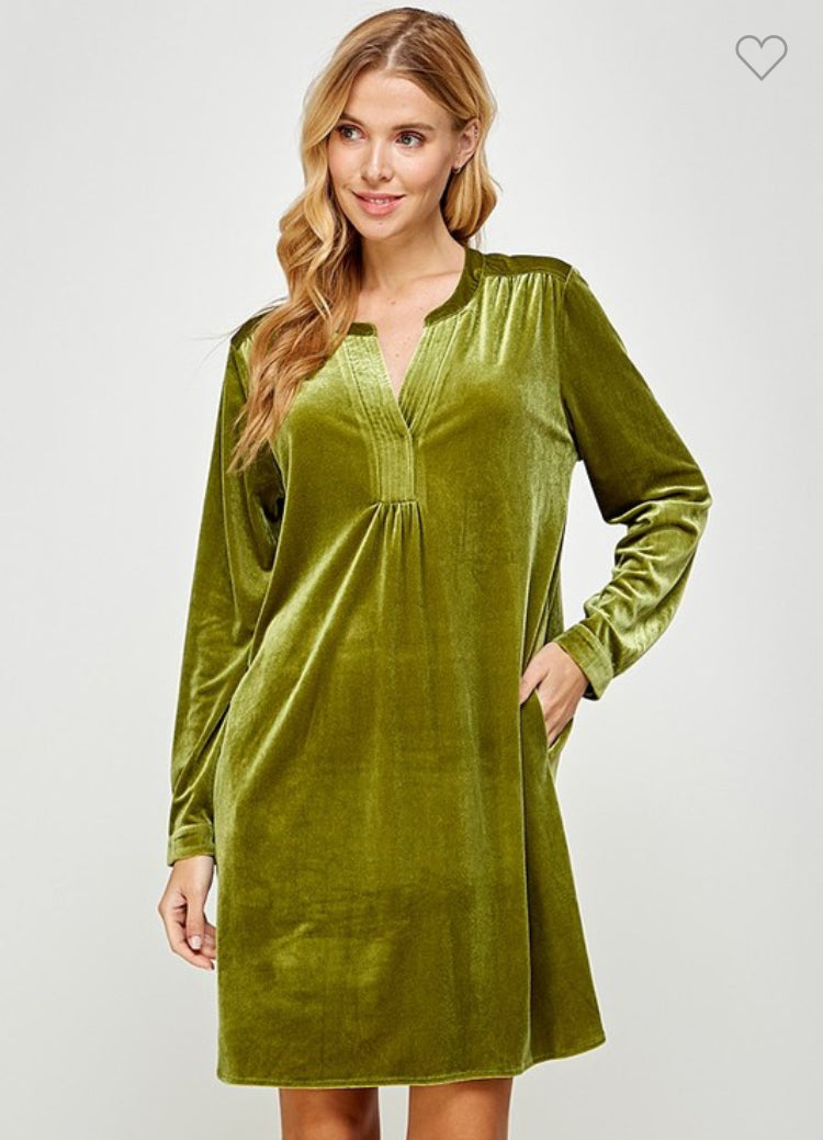 Moss Velvet Dress