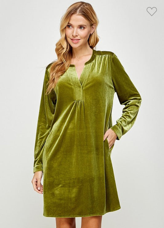 Moss Velvet Dress