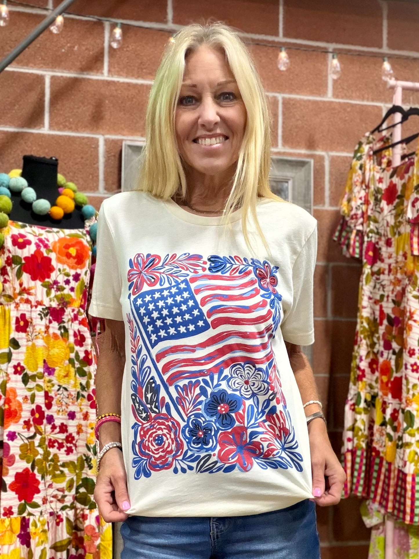 America Floral Tee