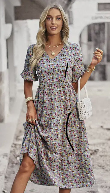 Baby Blue Floral Dress