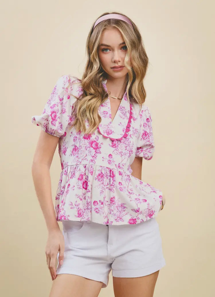 Magenta Peplum Blouse