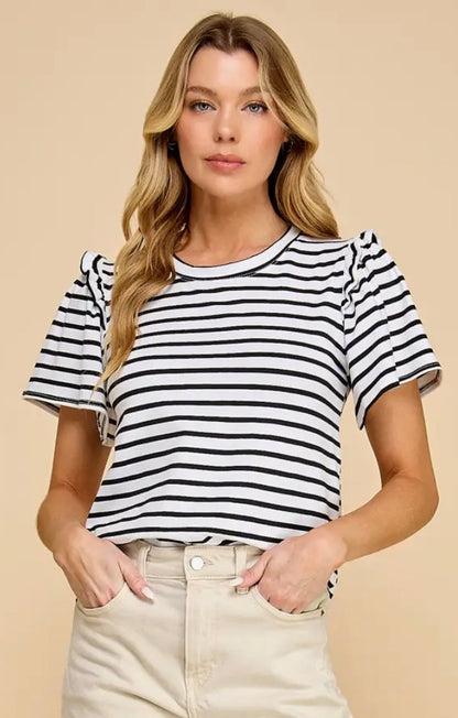 Striped Ruffle Top