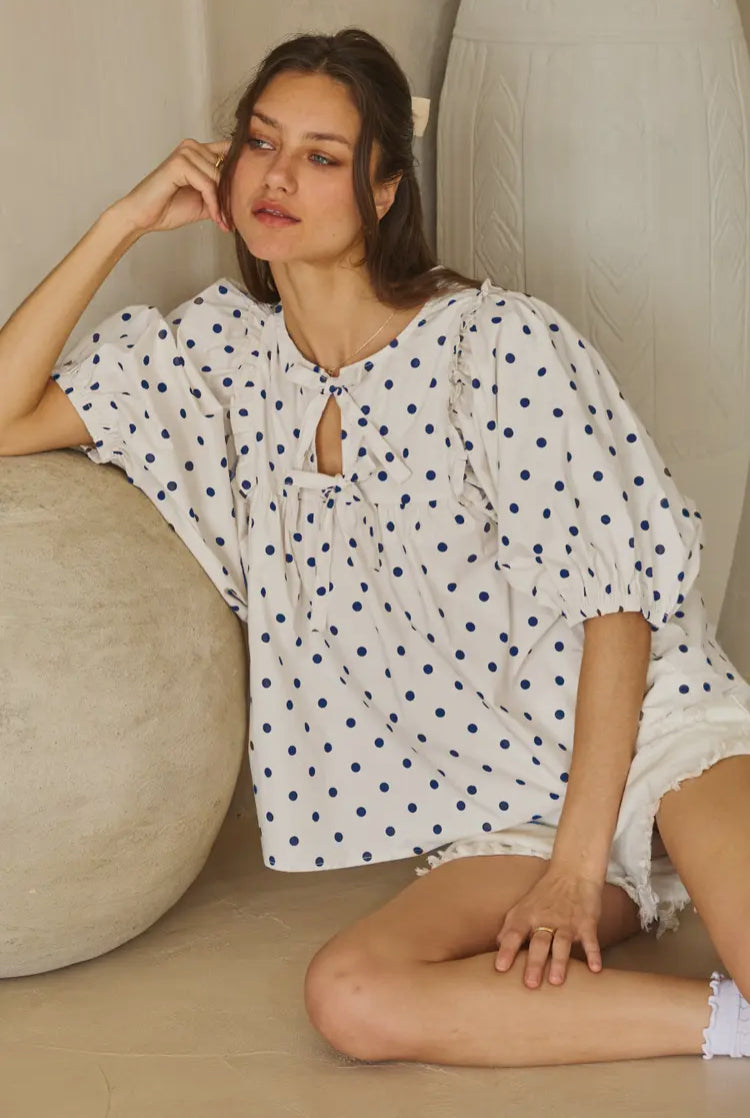 Navy Polka Dot Top by Oddi
