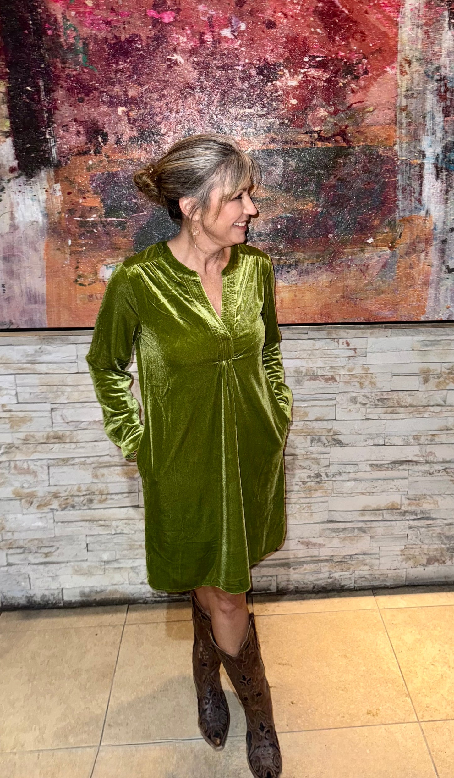 Moss Velvet Dress