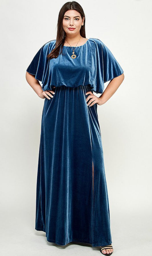 Blue Velvet Maxi Dress