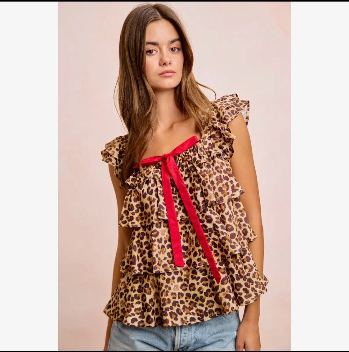 Leopard Ruffle Top