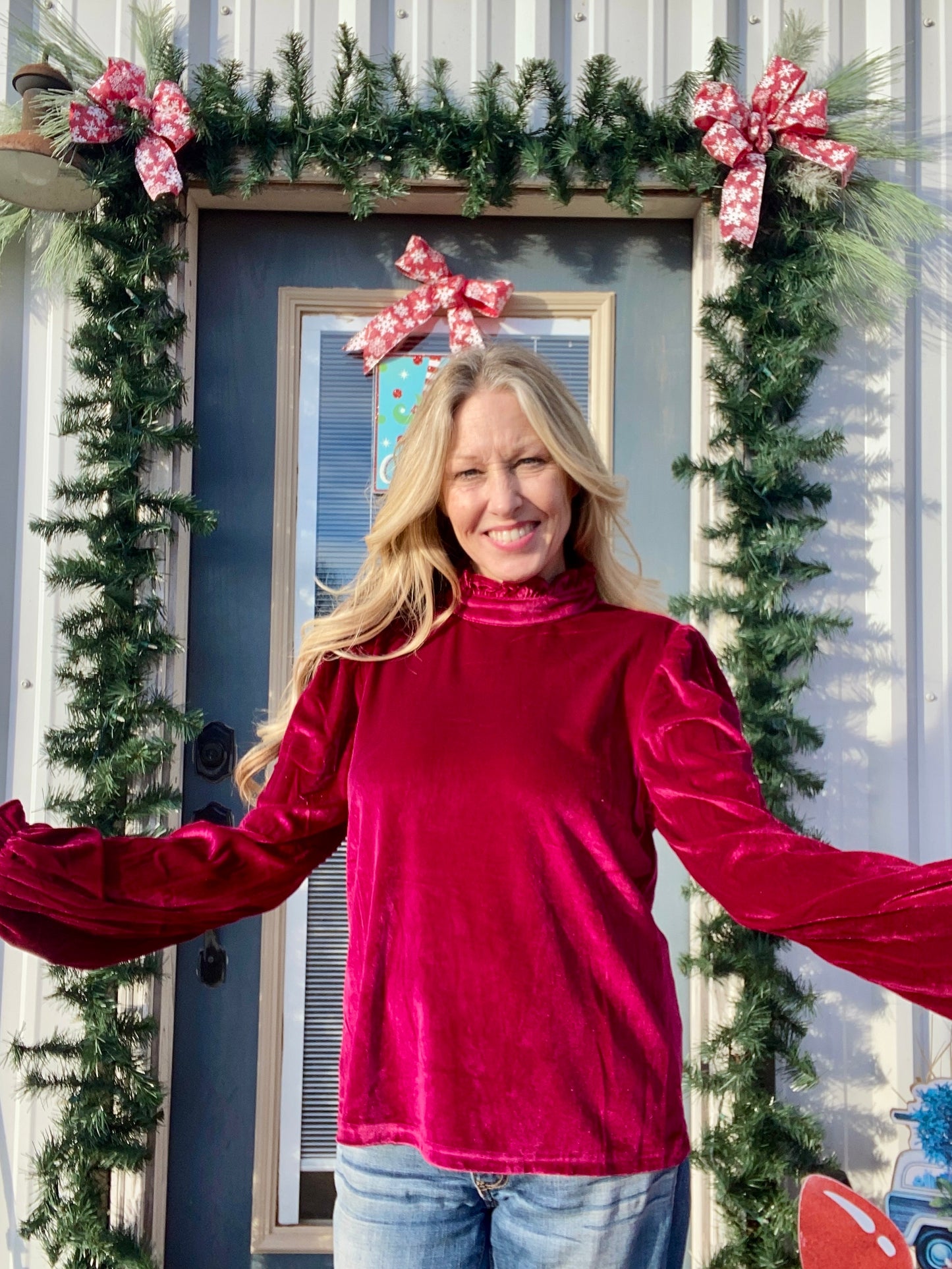 Puff Sleeve Velvet Top