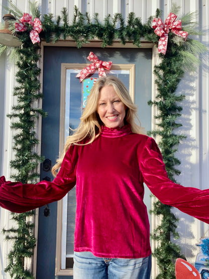 Puff Sleeve Velvet Top