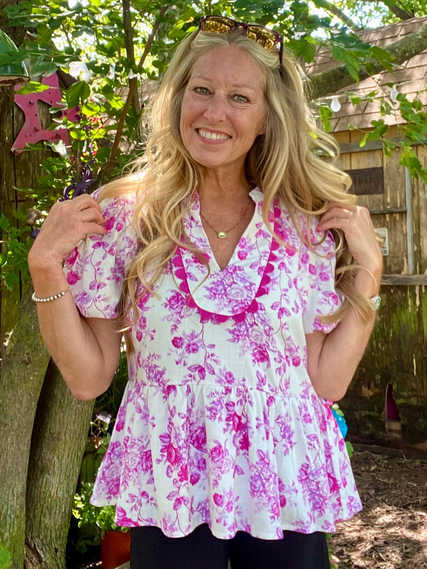 Magenta Peplum Blouse